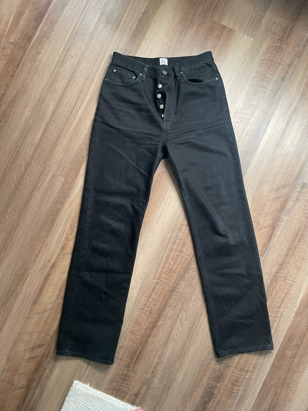 Toteme Black Slim Straight Women’s Jeans with Logo Patch